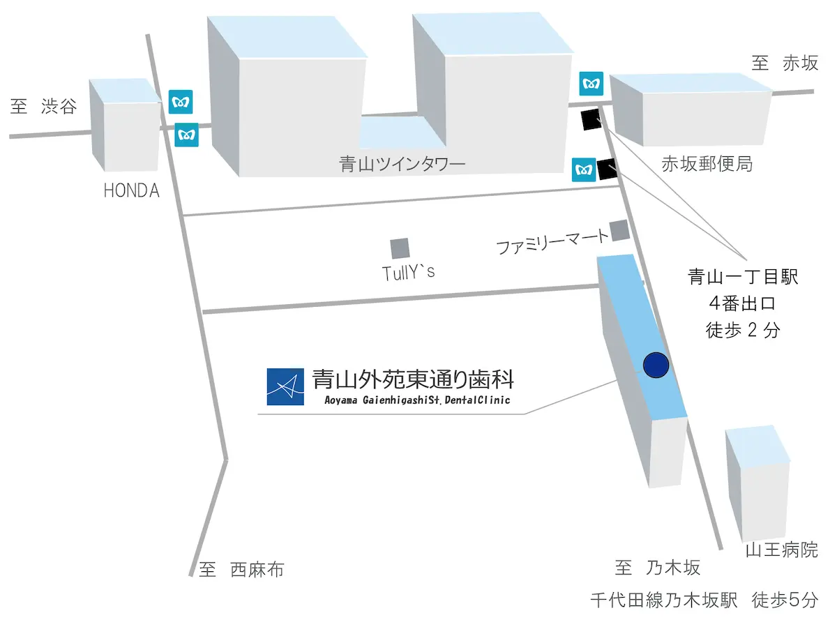 青山外苑東通り歯科クリニックのアクセス